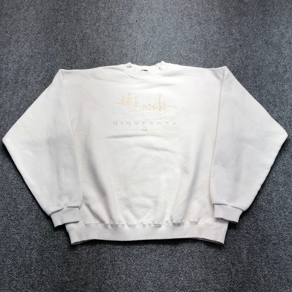 Vintage HL Miller Gold Minnesota Embroidered Waffle Knit Sweatshirt Mens Medium